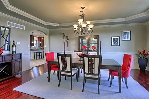 Dining Room with Cathedral/Vaulted Ceiling